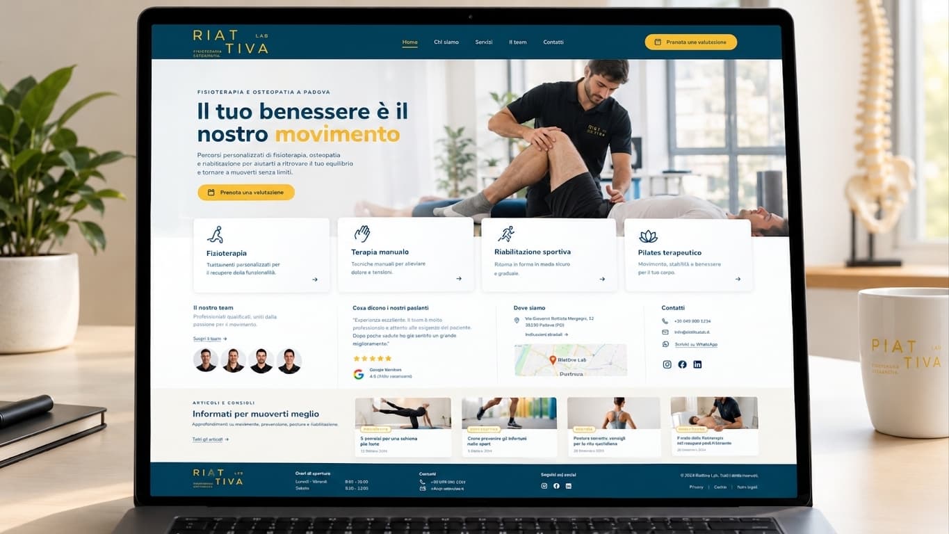 Proposta di sito web Riattiva Lab visualizzata su un computer